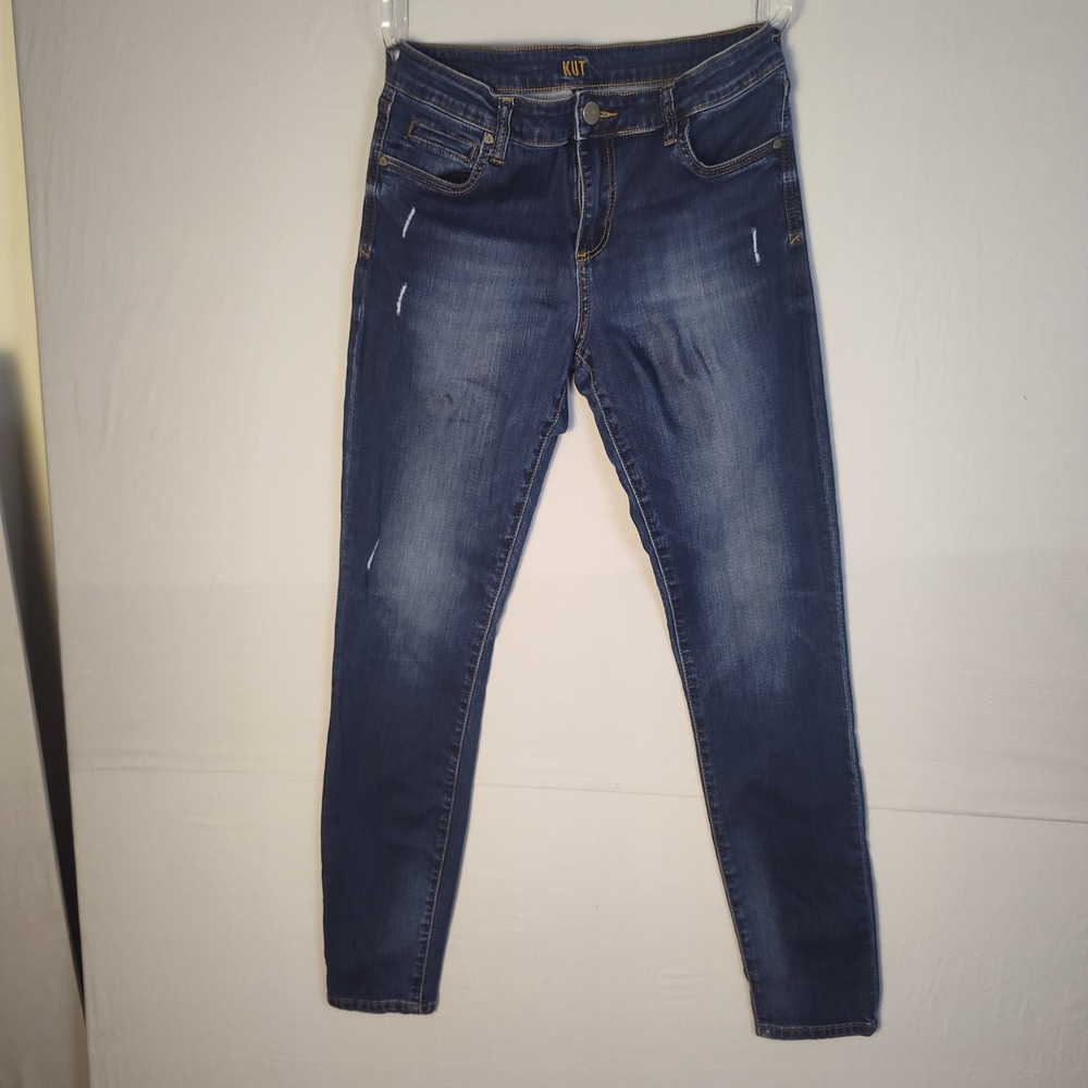KUT from the Kloth Women Dark Wash Distressed Skinny Jeans Size 10